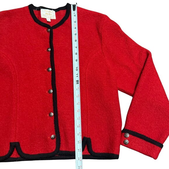Vintage Tally-Ho Red Boiled Wool Cardigan – Size 12 - Picture 4 of 15